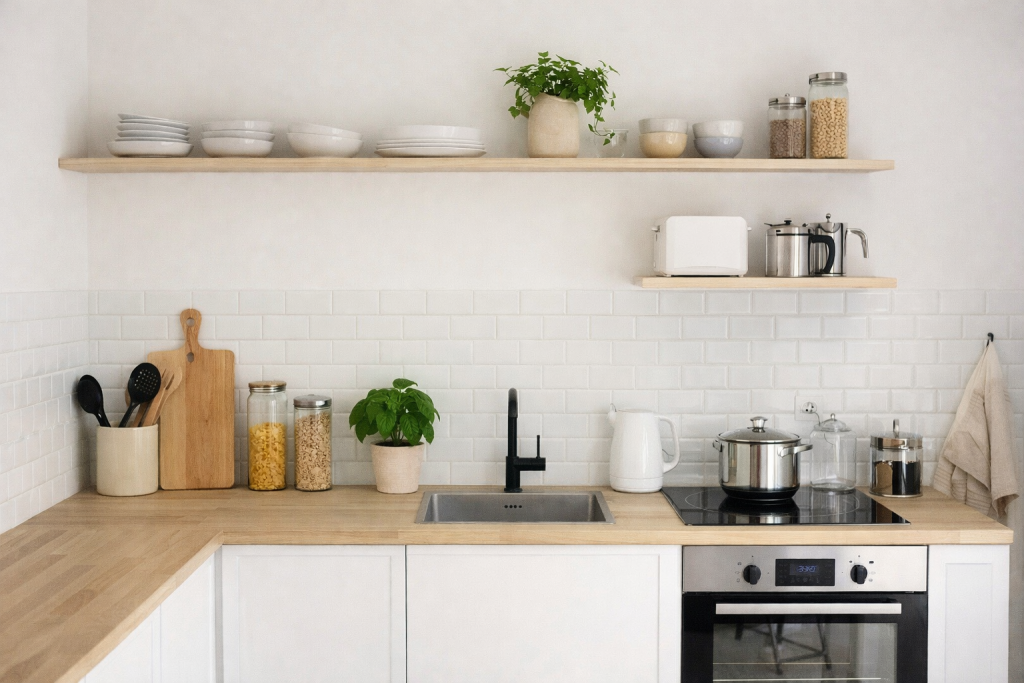 cuisine minimaliste organisation cuisine économique accessoires multifonction