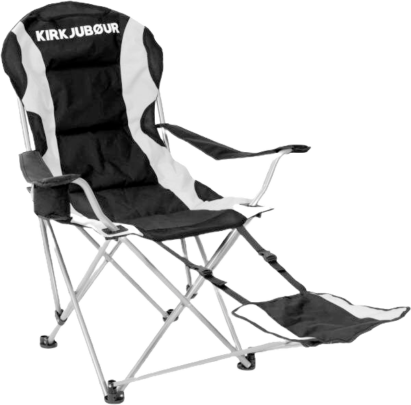 Chaise de camping Kirkjubøur Asgard rembourrée avec repose-pieds noir en promotion