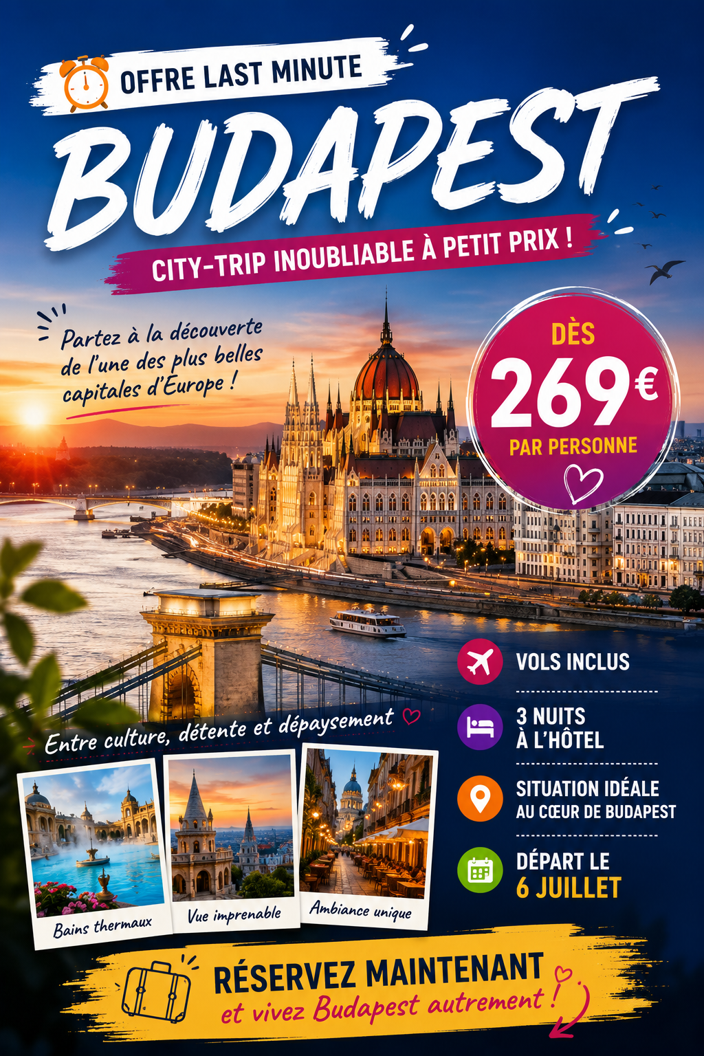 🔥 Craquez pour ces séjours à prix canon avant qu’il ne soit trop tard ! 3 Escapade urbaine et voyages last minute à Budapest au pied du château de Buda