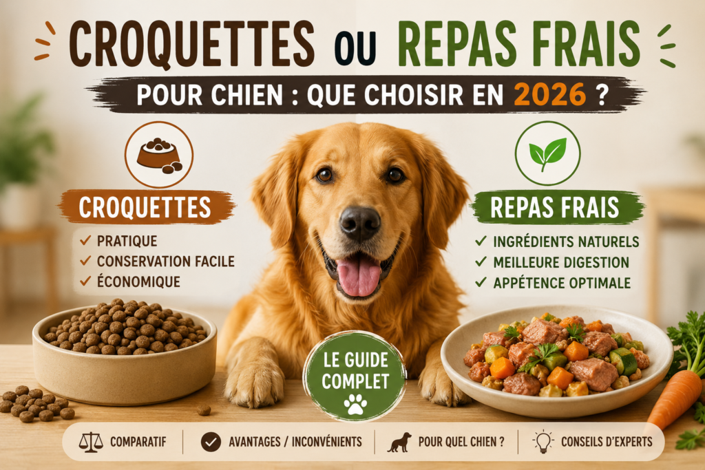 Croquettes ou repas frais pour chien : comparatif des avantages et inconvénients en 2026