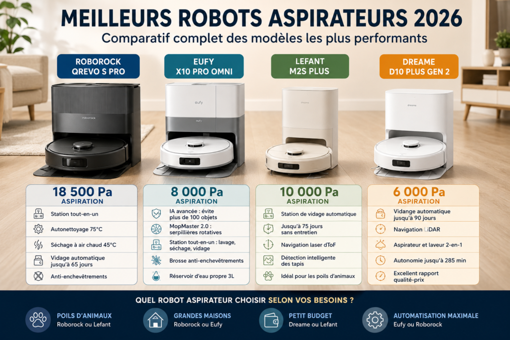 Meilleur aspirateur robot 2026 comparatif